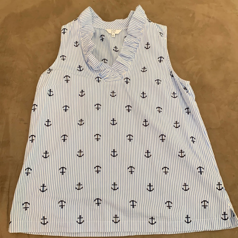 Crown & Ivy Nautical Anchor Blouse Size Medium